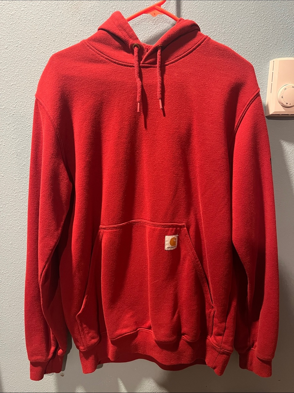 Carhartt Bright Red Pullover Hoodie with Kangaroo Pocket